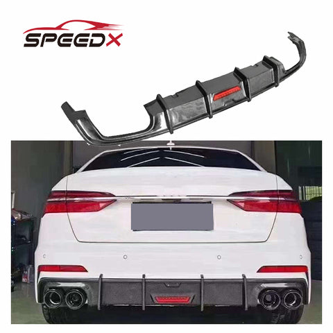 Carbon Diffuser for Audi A6 C8 Real Carbon Fiber Rear Bumper Diffuser with LED