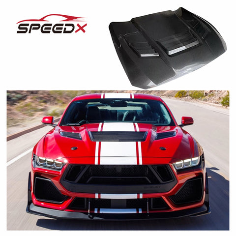 Carbon Hood for Ford Mustang 2024 Shelby GT500 Super Snack KR Carbon Fiber Hood Body Kit GT500 Engine Hood