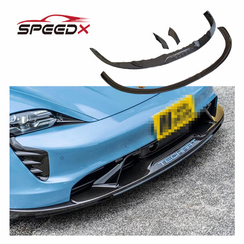 Carbon Techart Front Lip for Porsche Taycan Carbon Fiber Body Kit Taycan Techart Carbon Fiber Front Bumper Lip