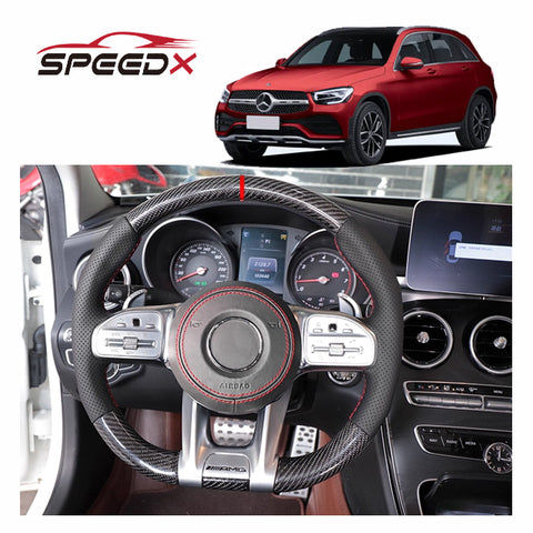 Factory Custom Mercedes Benz GLC AMG Style Steering Wheel Carbon Fiber Leather Steering Wheel for GLC 2016-2022