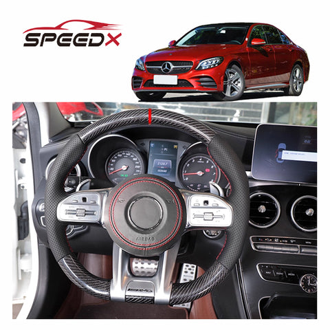 Factory Custom Mercedes Benz W205 AMG Style Steering Wheel Carbon Fiber Leather Steering Wheel for W205 C200 C300