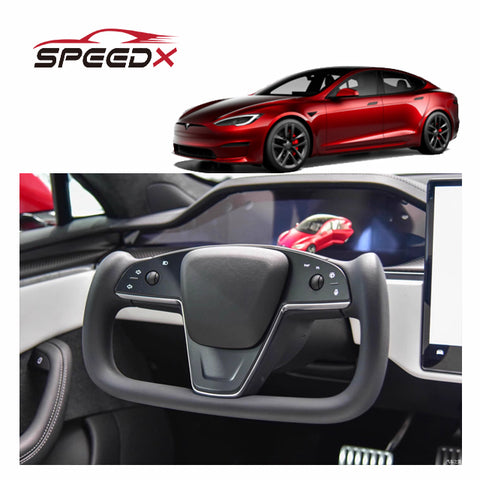 Factory Custom Tesla Model S Steering Wheel YOKE Style Carbon Fiber Leather Steering Wheel for Model S 21-24