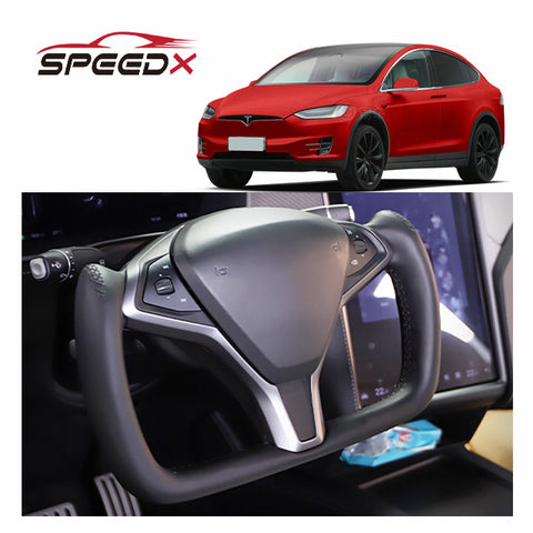 Factory Custom Tesla Model X Steering Wheel YOKE Style Carbon Fiber Leather Steering Wheel for Model X 16-20