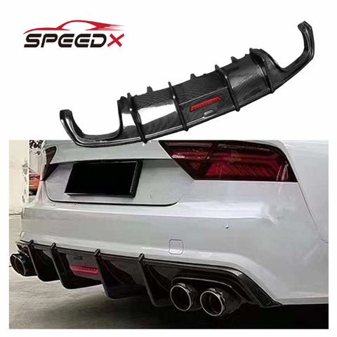 For Audi A7 S7 C7.5 Carbon Fiber Diffuser Body Kit A7 S7 Carbon Fiber Rear Bumper Diffuser with LED Light