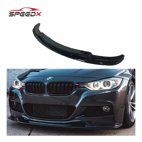 For BMW 3 Series F30 VTEN Style Front Lip Gloss Black Carbon Look Front Bumper Spoiler Front Lip