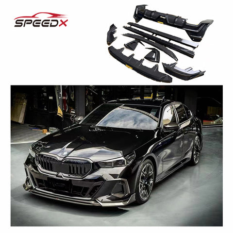 For BMW 5 Series G60 G68 Carbon Body Kit with Front Lip Diffuser Rear Spoiler Side Splinter