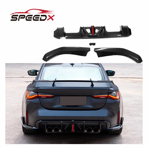 For BMW G80 M3 G82 M4 Carbon Diffuser Body Kit Carbon Fiber Rear Diffuser Lip with LED