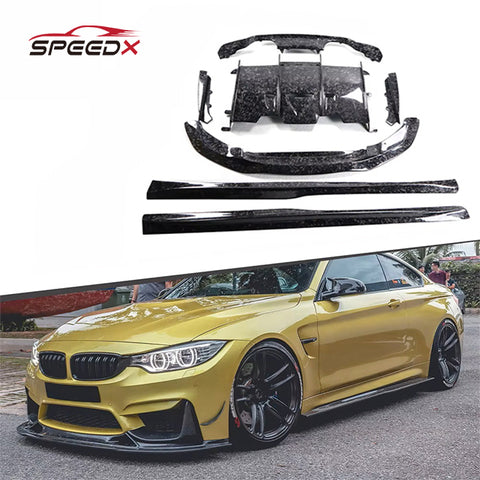 For BMW M3 F80 M4 F82 Upgrade PSM Carbon Fiber Body Kit with Front Lip Side Skirt Spoiler Diffuser