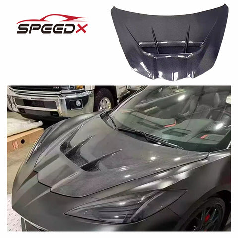 For Chevrolet Corvette C8 ZR1 Style Carbon Hood Corvette C8 ZR1 Style Carbon Fiber Body Kit Hood