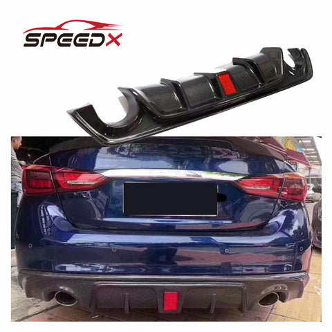 For Infiniti Q50 Carbon Fiber Diffuser Body Kit Infiniti Q50 Carbon Fiber Rear Diffuser with LED Light
