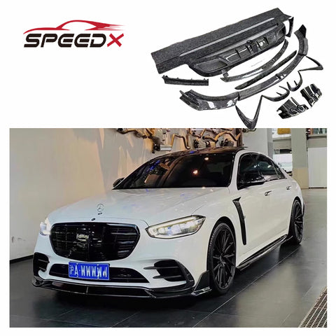 For Mercedes Benz W223 S Class Upgrade Mansory Carbon Body Kit W223 MSY Front Lip Side Skirt Rear Diffuser Spoiler