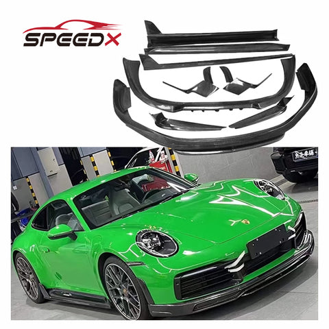 For Porsche Carrera 911 992 Upgrade Techart Carbon Fiber Body Kit Front Lip 992 Front Lip Rear Diffuser Side Skirt