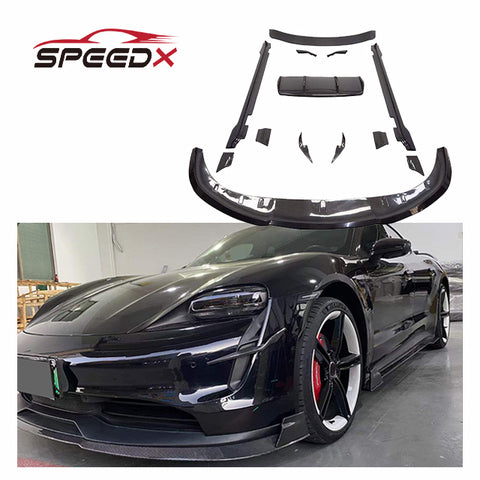 For Porsche Taycan Upgrade Revozport Style Carbon Fiber Body Kit Front Lip Rear Diffuser Side Skirt Spoiler