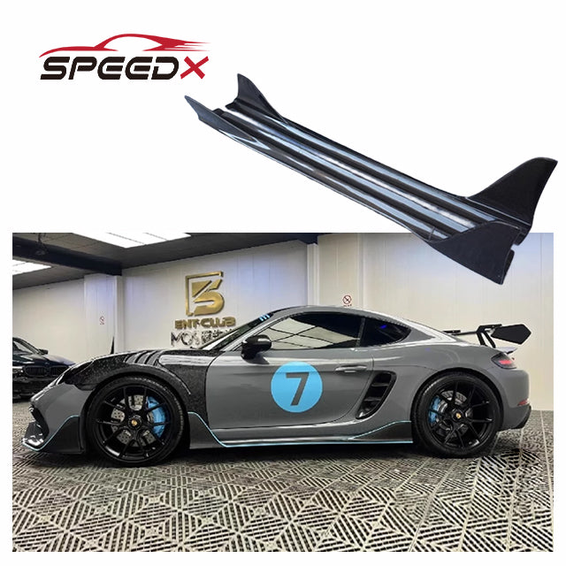 For Porsche 718 Cayman Boxster PD Side Skirt Body Kit 718 PD Style Carbon Fiber Side Skirt